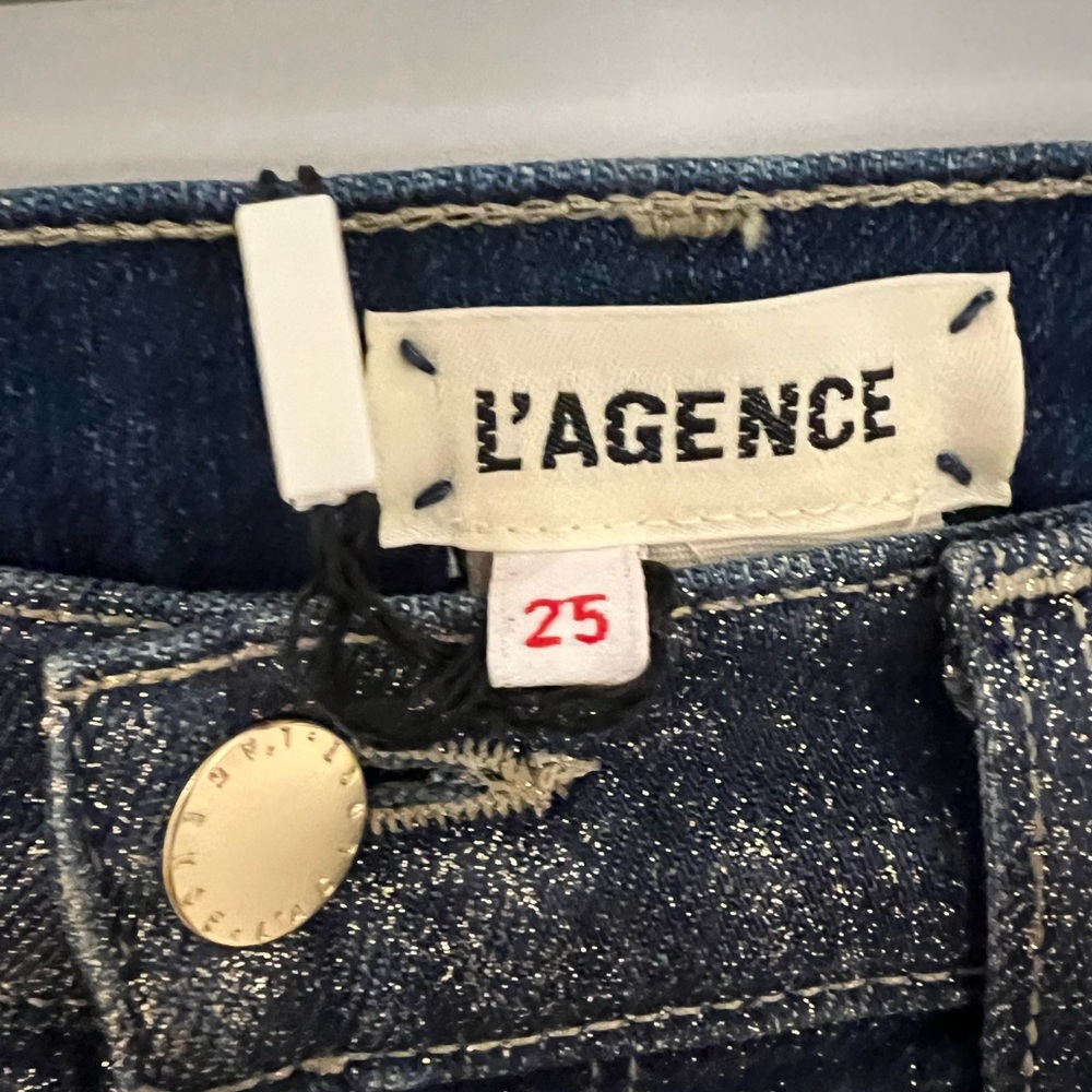 L’ AGENCE Gold Glitter coated jean. NEW!Size 25/2